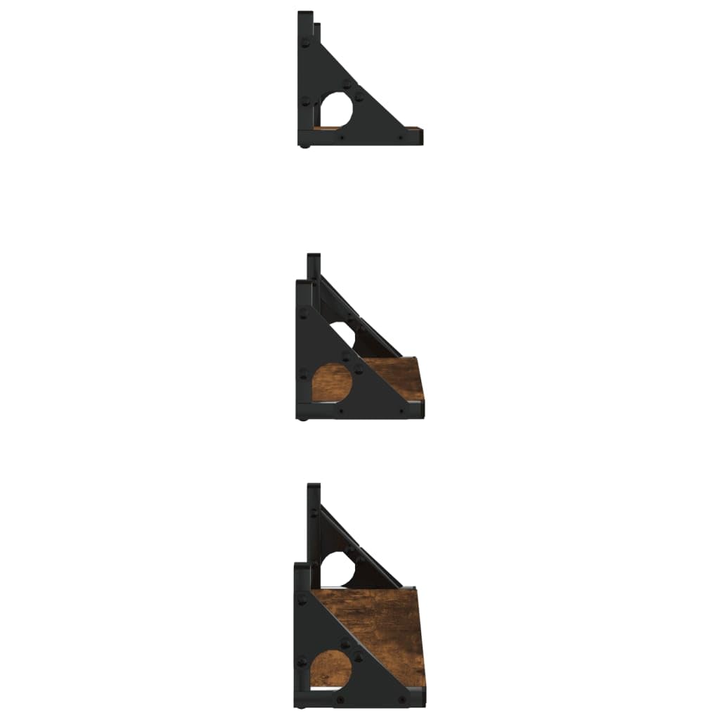 Gecheer Set Mensole Parete 3pz Rovere Fumo in Legno Multistrato,Mensola Galleggiante,Scaffale Libreria a Parete,Mensola da Parete,Scaffale Murale,Mensole cubo da Parete,P836320