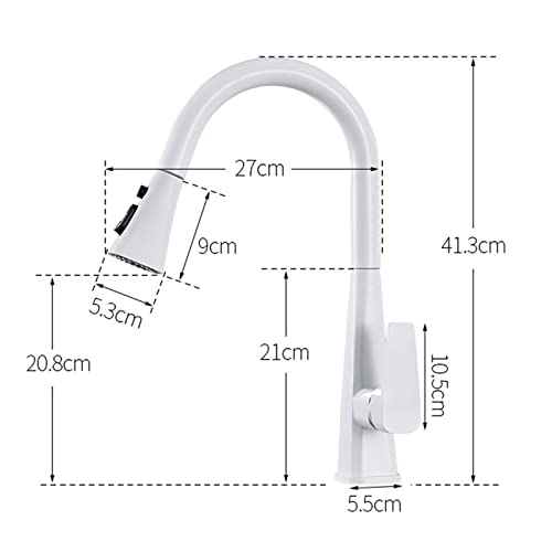 Robinet de cuisine blanc en laiton avec douchette extractible pour évier design