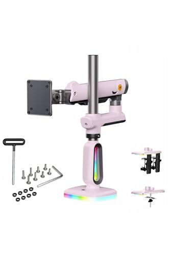 North Bayou NB J7 Profesyonel RGB Aydınlatmalı 32-60 İnç Amortisörlü Oyuncu Monitör Kolu Pembe (2-20 Kg)