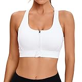 MATHACINO Zipper in Front Sports Bra Post-Surgery Bra High Impact Criss-Cross Strappy Back Support W