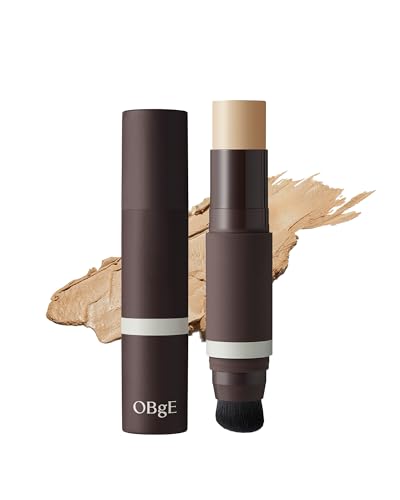OBgE Natural Cover Foundation #25 (Sand, 0.5oz) - Stick Foundation with Brush for Flawless Skin Tone Correction and Coverage. Long-Lasting Wear for Daily Use.