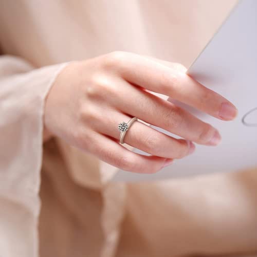 3.5 Carat Cubic Zirconia Rings for Women - 925 Sterling Silver Engagement Rings for Women, Round Cut Solitaire Engagement Ring, Wedding Bands for Her Size 5-94