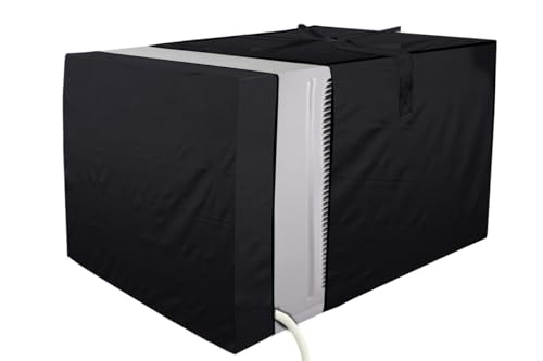 Image of Stylista window ac cover suitable for O-General 1.5 Ton AXGB18CHAA-B, Black Color Elastic fit Cover for front and rear Of Window Ac