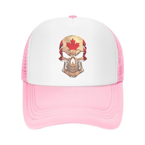 Canadian Flag Skull Trucker Hat Snapback Mesh Baseball Cap Unisex2