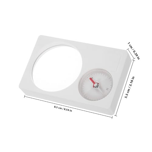 Brújula portátil mini POPETPOP blanca con lupa miniatura 2