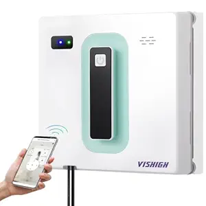 Vishigh Window Cleaner Robot 6.8cm Ultra-Thin, Intelligent Obstacle Avoidance, Automatic Window Vacuum Cleaner for Large Mirror, Tile Wall, Glass Wall, Remote & App Control, Light & Compact