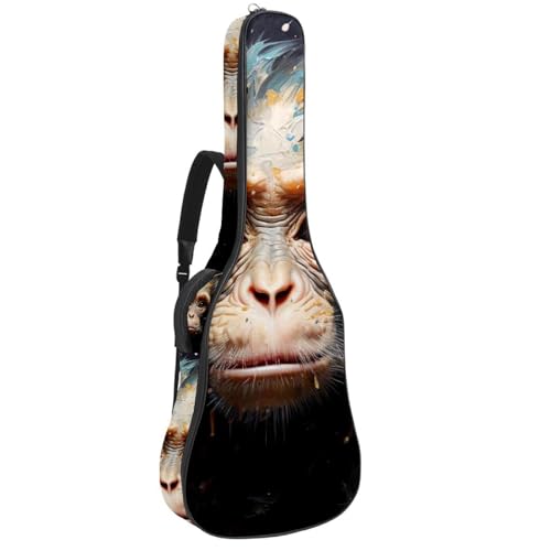 Sac étanche pour guitare acoustique 41/42 pouces avec housse rembourrée et motif singe coloré