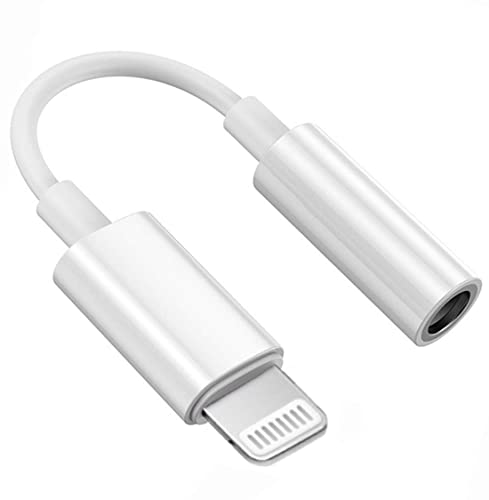 Image of 3.5mm Audio Earphones Jack Adapter | AUX Cable, Port Converter for iPhone 14, 13, 12, 11, X, XS, 8, 7, 6S, SE, iPod, iPad | Headphone & Car Stereo Connector | Whit
