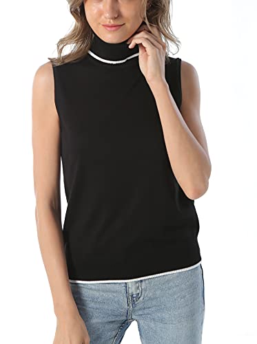 Image of Spicy Sandia Women Stretchable Turtleneck Knit Sleeveless Slim Fit Sweater