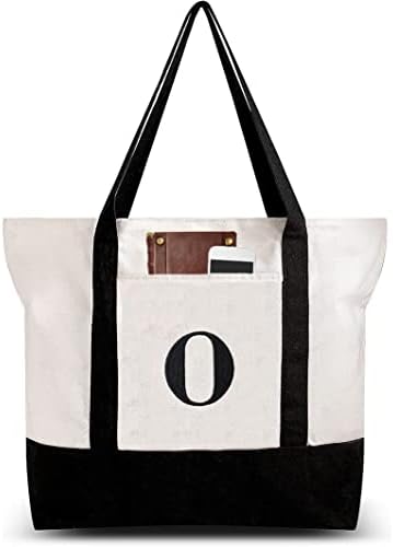 Canvas Bag, Personalized Initial Canvas Beach Bag, Canvas Bag With Zipper Bag, Practical Canvas Bag For Women, Mom, Teachers, Friends, Bridesmaids
