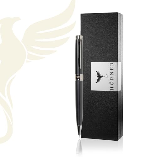 Hörner Excelsior – Kugelschreiber hochwertig mit Gravur | Personalisierter Stift Geschenk für Männer & Frauen | Graviert | Schwarz | Blau schreibend I Personalisierte Geschenke Hörner Excelsior – Kugelschreiber hochwertig mit Gravur | Personalisierter Stift Geschenk für Männer & Frauen | Graviert | Schwarz | Blau schreibend I Personalisierte Geschenke