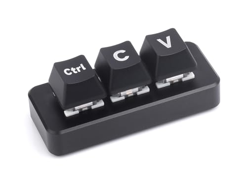 waveshare Ctrl C/V Shortcut Keyboard for Programmers, 3-Key Development Board, Adopts RP2040 Microcontroller Chip, Programmable Key Function, Dual Type-C Ports, Plug and Play Without Driver-Plus