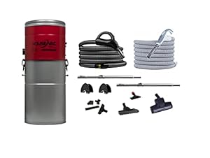 HouseVac Zentralstaubsauger SpeedCleaner HV-755ST-35H 755 AirWatts Ametek Motor-1700W 2 Turbinen Soft Start/Stop Hybridzyklonfiltration + 2 x Premium Zubehörset 9m