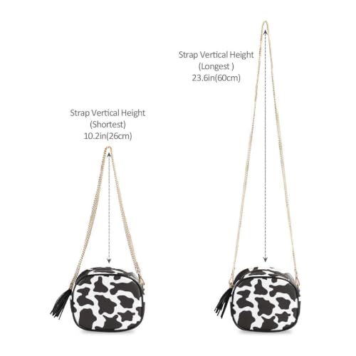 Image of ALAZA Women's Black White Cow Print Pattern PU Leather Crossbody Bag Shoulder Purse with Tassel