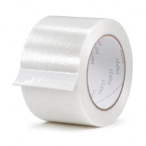 Image of GGR Supplies FIL-795 Fiberglass Reinforced Filament Strapping Tape - Heavy Duty Packing & Shipping Tape, Mono Directional, 3 in x 60 yds (5.5 Mil)