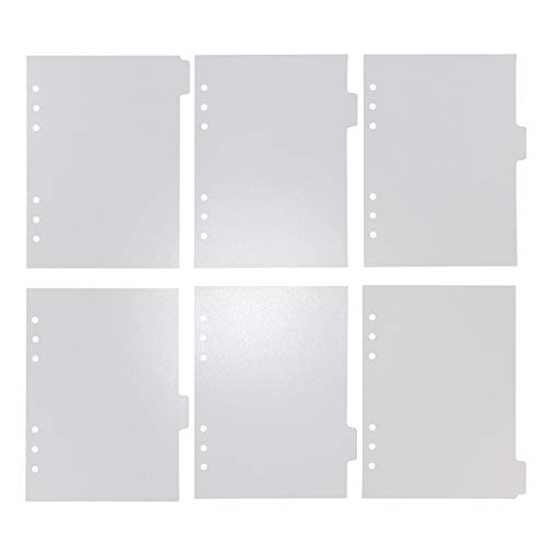 6 Holes Transparent PVC Binder Divider Pages with Tabs Clear Paper Sheet Index Dividers A5 Index Dividers for Notebook Journal Diary Planner Memo Notepad 6 Packs
