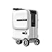 roroz Elektrokoffer Scooter Herren und Damen 26L 7,5kg fahrbarer Koffer für Flugreisen, Abnehmbarer 73,26 W/h Lithium-Akku, Aluminiumlegierungsstange, USB-Ladeanschluss, Tragfähigkeit 100kg,White