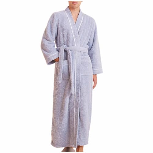 Pure Cotton Mens Terry Cloth Bathrobe Super Absorbent Spa Robe Full Length Plush Fleece Bathrobes Winter Sleepwear2