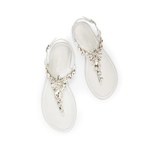 Image of DREAM PAIRS Women's Rhinestone Flat Sandals