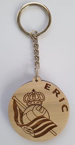 Llavero de madera personalizado del R EAL SOCIEDA D - llavero del equipo de fútbol -