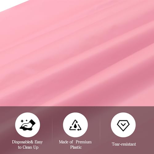 Pink 6 Pack Plastic Table Cloth 54" x 108", Disposable Tablecloths Rectangle Table Cover, Plastic Tablecloths for Parties - Image 5