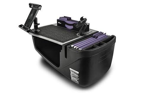 Image of AutoExec AE-FMEF-PI-PM-TAB-GT Efficiency FileMaster Car Desk for Your Vehicle Workstation and Mobile Office, with 400 watt Power Inverter, Phone Mount and Tablet Mount | Vehicle Workstation and Mobile Office, 400 Watt Power Inverter, Phone Mount, Tablet Mount