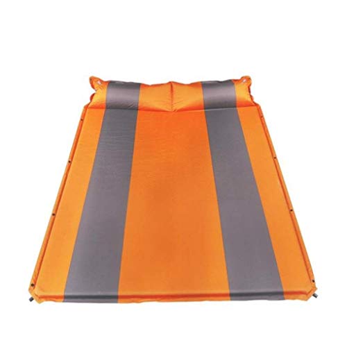 WANGLXST Tapis de Camping avec Oreiller attaché léger imperméable pour 2 Personnes, Matelas Gonflable à air extérieur Coussin de Couchage Tapis de Camping, Blue+Yellow, 192 * 134 * 2.5cm Cover