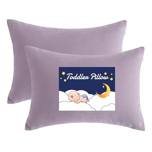 Image of NTBAY Toddler Pillows, Set of 2, 13"x18", Lavender | Soft Microfiber Toddler Pillows with Down-Alternative Fill, 2 Pack 13 x 18 Inch Pillows for Beds, Daycare, and Travel