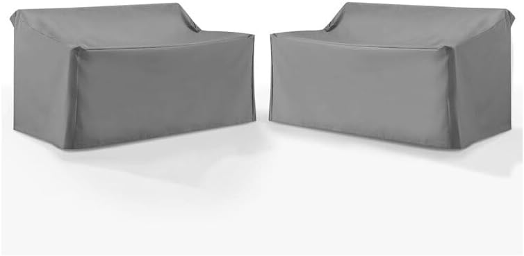 Outdoor Loveseat Cover Set - 2 Piece Patio Furniture Covers - 58" W x 36.5" D x 30" H - Gray Vinyl
