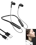 Times Mark Bluetooth Neckband Earphones with Microphone, Magnetic In-Ear Wireless Headphones for Running, Gym and Cycling, Lightweight Sweat-Resistant Sports Earbuds, Black