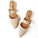 Rekayla Mules for Women Flats Comfortable Pointed Toe Women Adjustable Mules Shoes Nude Size 8