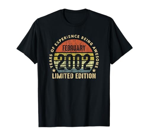 Born In February 2002 Vintage Retro Sunset 23rd Birthday Camiseta