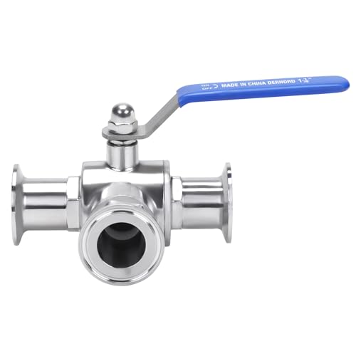 Válvula de bola de 3 vías con forro de PTFE para abrazaderas sanitarias de 3.8 cm 5