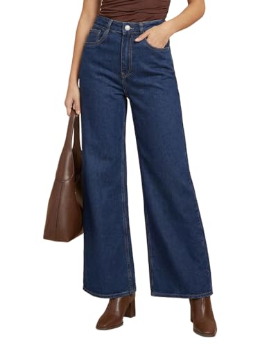 Image of Women's High Waist Denim Jeans | Straight, Relaxed, Wide Leg & Baggy Fit | High Rise Loose Oversized Denim Pants for Women | Comfortable Casual Everyday Wear | Oversized Woman baggys