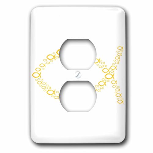 Christian Fish Symbol plaque de finition double prise de courant dorée - 2
