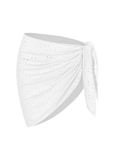 Image of ZAFUL Sarong Coverups for Women Beach Vacation Fishnet See Thru Tie Side Bathing Suit Cover Up Mini Skirt