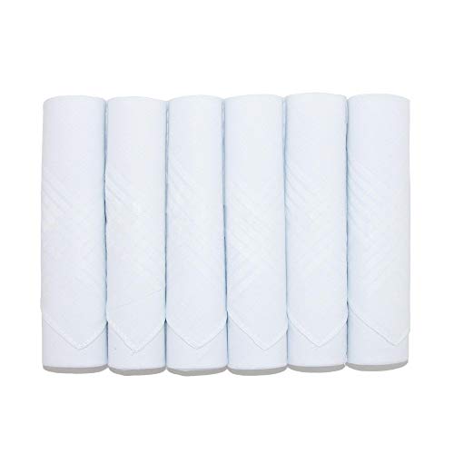CrookhornDavis Men's Cotton Handkerchiefs (Pack of 6), White