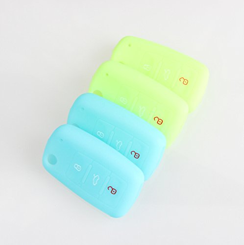 9 Moon Silicone Luminous Remote Flip Key Protecting Key Case Cover Fob Holder 3 Buttons For Vw Volkswagen,Blue #TOP1