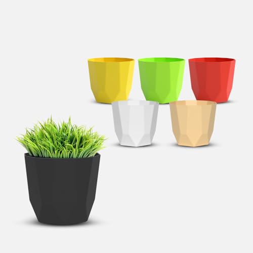 Image of YUCCABE ITALIA SHERA Hexa Plastic Planter Pot for Plants | Decorative Flower Pot | UV Protected Lightweight Indoor Outdoor Gamla for Home Decor, Balcony, Garden & Living Room
