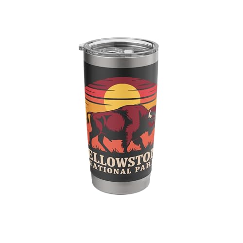 Yellowstone National Park Wyoming Buffalo Bison Sunset Stainless Steel Insulated Tumbler