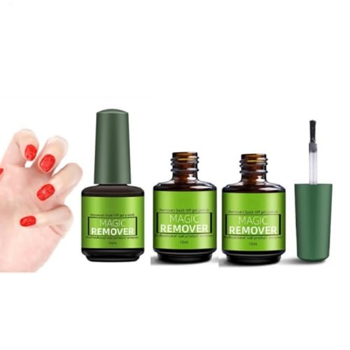 3X Removedor Esmalte Permanente, Quita Esmalte Semipermanentes Magic Remover Set, Limina Fácil Y Rápidamente El Esmalte En 3-5 Minutos Removedor Esmalte De Uñas, Eliminación De Uñas De Gel - 15 Ml