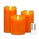 Justup LED-Kerzen, Set von 3 Flackernde Kerzen mit Fernbedienung und Timer, dimmbare LED Säulen Kerzenlicht batteriebetrieben, elektrische Kerzen für Herbst Halloween Thanksgiving Dekor (Orange)