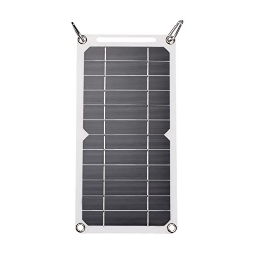 Irishom 6W 5V Solarpanel mit USB-Anschluss Solarmodul Monokristalline Silizium-Solarzelle Kompatibel für Smartphones Inkl. 2 Karabiner