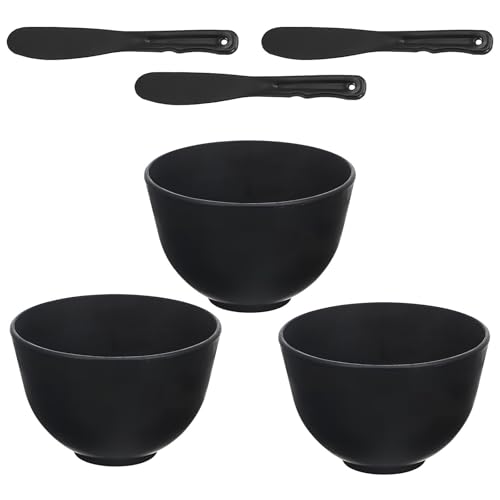 TIKODIDA Cuenco para Mascarilla Facial de Silicona Flexible 3 Piezas Espátulas Aplicadoras, Recipiente Profundo para Mezclar Mascarillas Caseras, Herramienta para Estética y Reutilizable