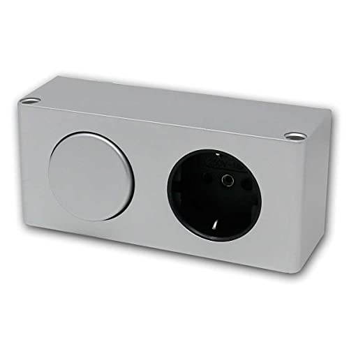 world-trading-net - Presa da incasso per mobili con coperchio e interruttore luminoso in argento, classe di protezione IP44, adatto per bagni o garage
