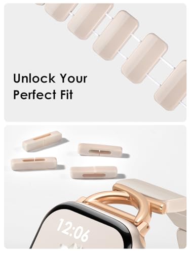 Image of V.R.HOPE Stretchy Resin Apple Watch Band for Series Ultra /10 /9 /8 /7 /SE 38mm 40mm 41mm 42mm Fashion Cute, Lightweight & Flexible, Rectangle Design with iWatch Series 6 /5 /4 /3 /2 /1(Fluorescent White-S)