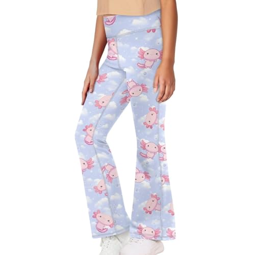 Image of Girls Leggings Floral Print High-Waisted Flared Pants 5-14 Years