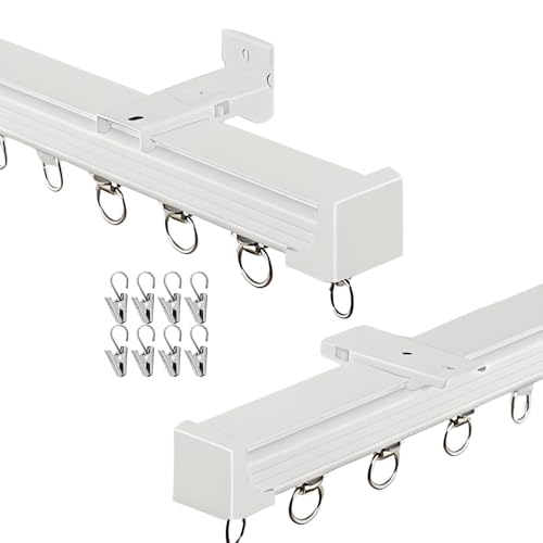 Pista de aluminio para salones y dormitorios, riel blanco de 325 cm con clips 2