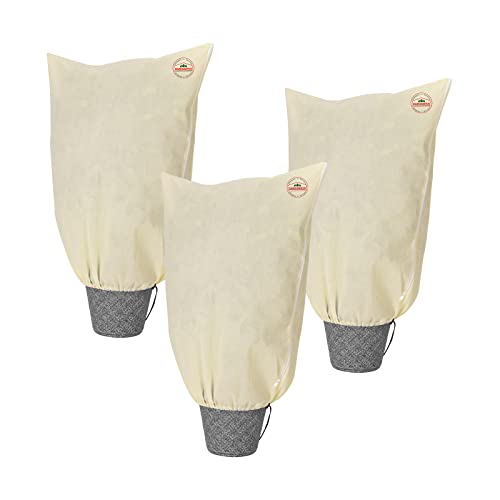 Gardebruk Housse de Protection pour Plantes Lot de 3 60x80cm 70g/m² Fermeture éclair Voile d'hivernage bâche de Protection Beige Cover