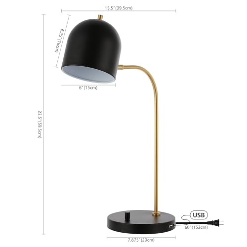 Lámpara de mesa Drina negra/dorada con puerto USB miniatura 4